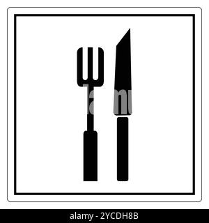 Ein einfaches Schwarz-weiß-Symbol mit Gabel und Messer, perfekt für die Darstellung von Speisen und kulinarischen Themen in Restaurants oder Gastronomie. Stock Vektor