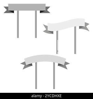 Vektorsatz für Banner. Graue Bandformen. Minimalistische Bannersymbole. Einfache flache Elemente. Stock Vektor