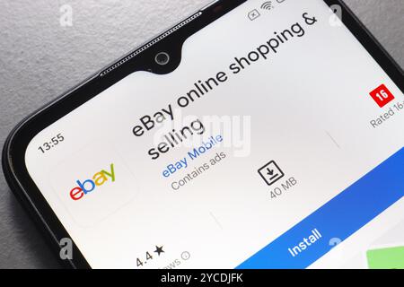 22. Oktober 2024, Brasilien. In dieser Abbildung wird das eBay App-Logo auf einem Smartphone-Bildschirm angezeigt Stockfoto