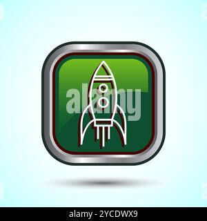 Raketensymbol Design Illustration, Business Start-up Symbol, Raketenstartzeichen, Button Design Stock Vektor