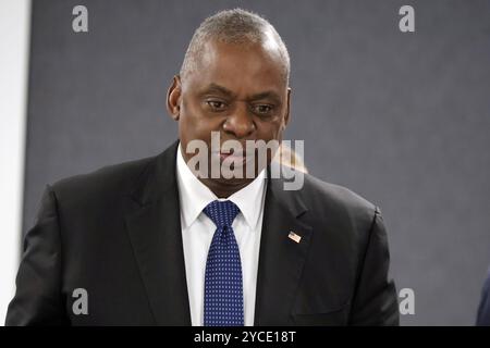 Nicht exklusiv: KIEW, UKRAINE - 21. OKTOBER 2024 - US-Verteidigungsminister Lloyd Austin wird während seines Treffens mit dem ukrainischen Verteidigungsminister fotografiert Stockfoto