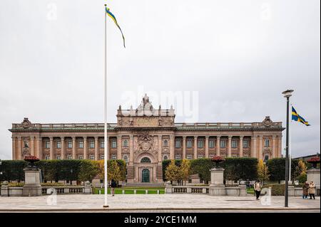 20.10.2024, xovx, Reise, Stockholm Schweden Blick auf das schwedische Parlamentsgebäude, den schwedischen Reichstag Riksdagshuset Stockholm Stockholms län Schweden SWE *** 20 10 2024, xovx, Travel, Stockholm Sweden Blick auf das schwedische parlamentsgebäude, das schwedische Parlament Riksdagshuset Stockholm Stockholms län Schweden SWE Stockfoto