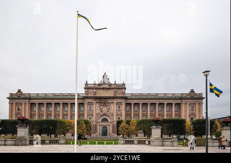 20.10.2024, xovx, Reise, Stockholm Schweden Blick auf das schwedische Parlamentsgebäude, den schwedischen Reichstag Riksdagshuset Stockholm Stockholms län Schweden SWE *** 20 10 2024, xovx, Travel, Stockholm Sweden Blick auf das schwedische parlamentsgebäude, das schwedische Parlament Riksdagshuset Stockholm Stockholms län Schweden SWE Stockfoto