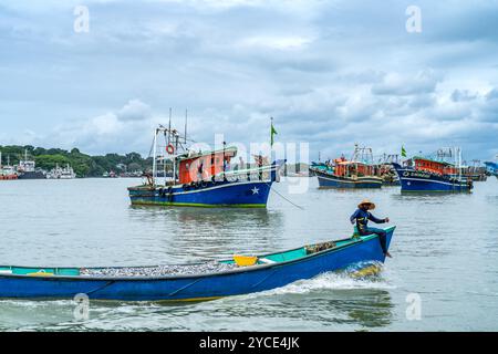 Der alte Seehafen Tyndis ist mit der Region Kadalundi - Chaliyam Beypore identifiziert. Chaliyam Fischerdorf. Stockfoto