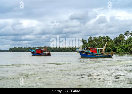 Der alte Seehafen Tyndis ist mit der Region Kadalundi - Chaliyam Beypore identifiziert. Chaliyam Fischerdorf. Stockfoto