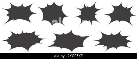 Comic- und Manga-Sprechblasen. Pop-Art-Rahmen für Text. Vektorfeld für Dialogfeld und Nachrichten. Chats Formen eine Reihe von Schockschreien und Schreien Aktionen. Stock Vektor