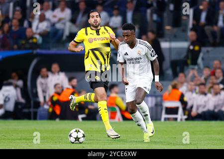 Vinicius Junior von Real Madrid während der UEFA Champions League, League-Phase, am 3. Spieltag des Fußballspiels zwischen Real Madrid und Borussia Dortmund am 22. Oktober 2024 im Santiago Bernabeu-Stadion in Madrid, Spanien Stockfoto