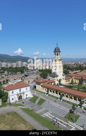 Alba Iulia aus der Vogelperspektive der Zitadelle Alba-Carolina in Alba Iulia, Rumänien, Europa Stockfoto