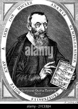 Der Komponist und Musiktheoretiker Adam Gumpelzhaimer (1559–1625) komponiert 16222 polyphone weltliche und sakrale Lieder, Hofmusiker Kaiser Rudolf II. Stockfoto