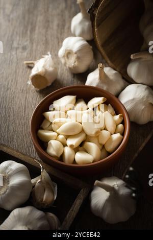 Sonnenlicht auf Knoblauch Stockfoto