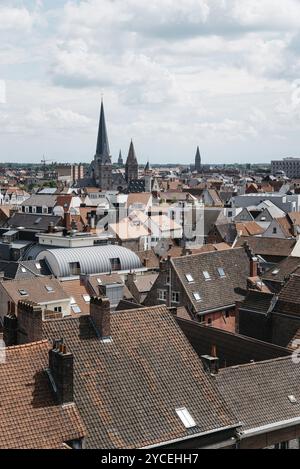 Gent, Belgien, 31. Juli 2016: Hochwinkelansicht von Gent, Europa Stockfoto