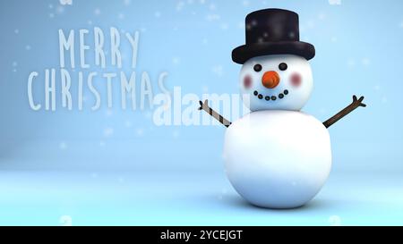 Snowman Animation unter dem Schnee, die uns ein frohes Weihnachtsfest wünscht, mit Copyspace, italien Stockfoto