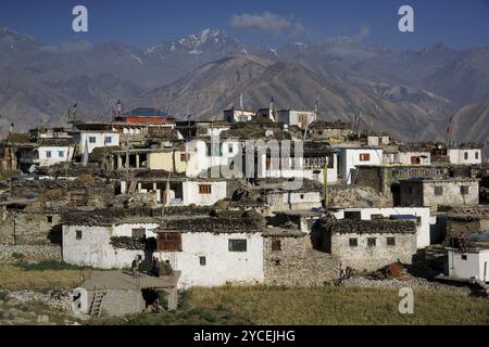 Blick auf das Dorf Nako, im Bezirk Kinnaur, Bundesstaat Himachal Pradesh, Indien, Nako, Indien, Asien Stockfoto