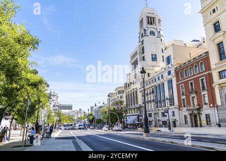 Madrid, Spanien, 17. September 2022: Blick auf die Alcala-Straße im Zentrum von Madrid, Europa Stockfoto