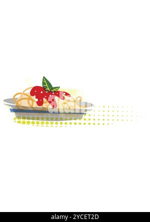 Spaghettischale Illustration mit Vintage-Geschmack aus italien Stockfoto