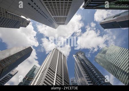 20.08.2016, Singapur, Republik Singapur, Asien, Blick auf Singapurs Wolkenkratzer im Geschäftsviertel um Raffles Place, Asien Stockfoto