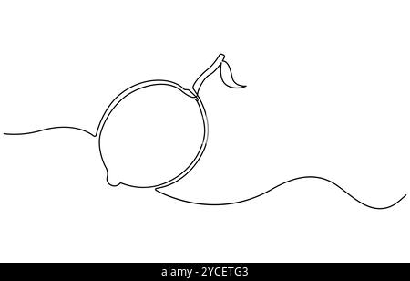 Zitrone in einer Zeile. Das Konzept der gesunden Ernährung, Früchte, Zitrusfrüchte. Minimalistisches Design. Vektorgrafiken wird die Zitrone mit einer durchgehenden Linie gezeichnet Stock Vektor