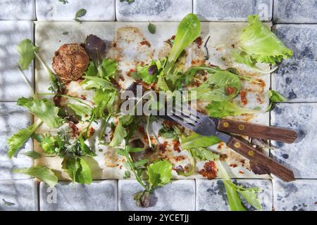 Was bleibt am Ende eine Schüssel mit Gemüse und Fleisch Stockfoto