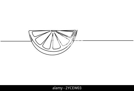 Zitrone in einer Zeile. Das Konzept der gesunden Ernährung, Früchte, Zitrusfrüchte. Minimalistisches Design. Vektorgrafiken wird die Zitrone mit einer durchgehenden Linie gezeichnet Stock Vektor
