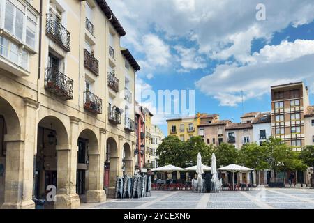 Blick auf den historischen Marktplatz in der Innenstadt von Logrono, La Rioja, Spanien, Europa Stockfoto