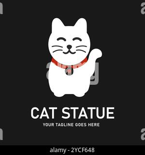 Minimalistisches Logo mit einer Katzenstatue. Geeignet für Unternehmen, Geschäfte oder Unternehmen, die ein positives, freundliches und gutes L Stock Vektor