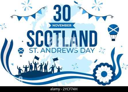 Happy St Andrew's Day Vektor-Illustration am 30. November, mit der Schottland-Flagge in einer National Holiday Celebration mit flachem Hintergrund Stock Vektor