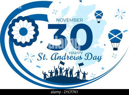 Happy St Andrew's Day Vektor-Illustration am 30. November, mit der Schottland-Flagge in einer National Holiday Celebration mit flachem Hintergrund Stock Vektor