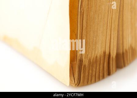 Makro der alten Buchseiten Stockfoto