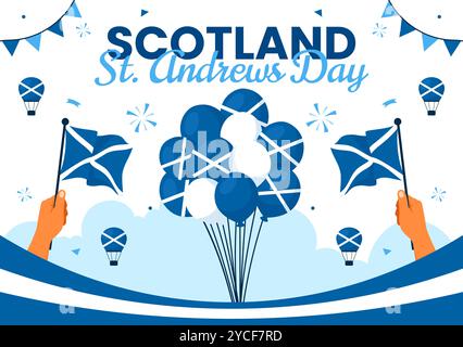 Happy St Andrew's Day Vektor-Illustration am 30. November, mit der Schottland-Flagge in einer National Holiday Celebration mit flachem Hintergrund Stock Vektor