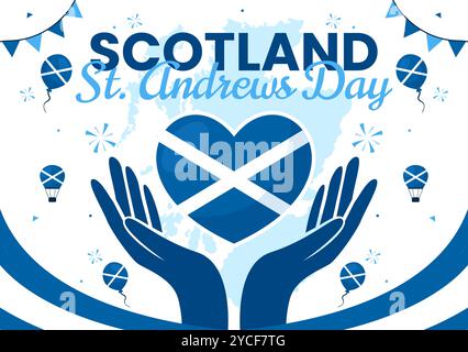 Happy St Andrew's Day Vektor-Illustration am 30. November, mit der Schottland-Flagge in einer National Holiday Celebration mit flachem Hintergrund Stock Vektor