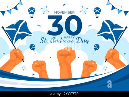Happy St Andrew's Day Vektor-Illustration am 30. November, mit der Schottland-Flagge in einer National Holiday Celebration mit flachem Hintergrund Stock Vektor