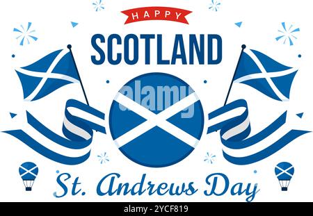 Happy St Andrew's Day Vektor-Illustration am 30. November, mit der Schottland-Flagge in einer National Holiday Celebration mit flachem Hintergrund Stock Vektor