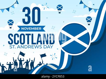 Happy St Andrew's Day Vektor-Illustration am 30. November, mit der Schottland-Flagge in einer National Holiday Celebration mit flachem Hintergrund Stock Vektor