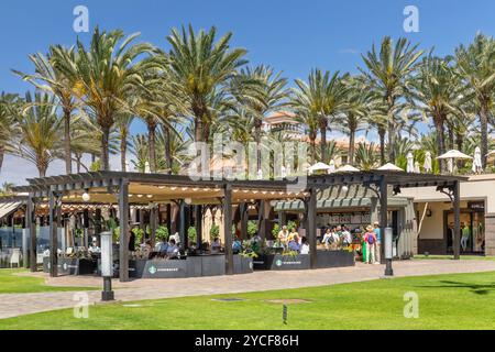 Cafe an der Promenade Paseo de Meloneras, Maspalomas, Gran Canaria, Kanarische Inseln, Spanien Stockfoto