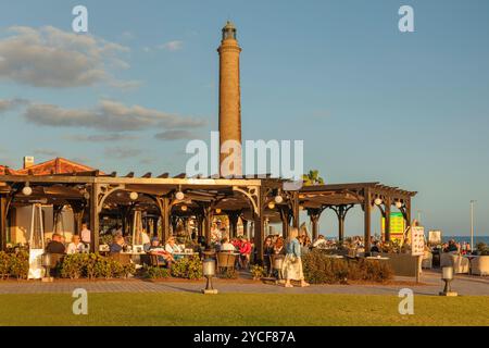 Restaurant im Leuchtturm Faro de Maspalomas, Maspalomas, Gran Canaria, Kanarische Inseln, Spanien Stockfoto