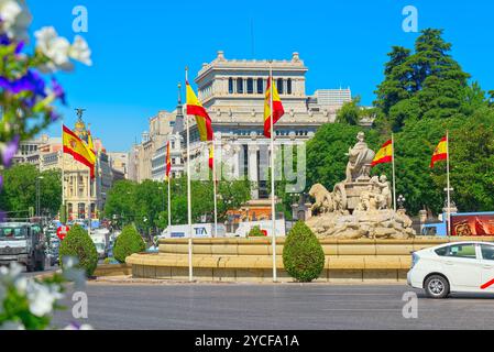 Madrid, Spanien - Juni 05, 2017: Cibeles Brunnen (Fuente de La Diosa Cibeles) in der Innenstadt von Madrid, Hauptstadt von Spanien. Stockfoto