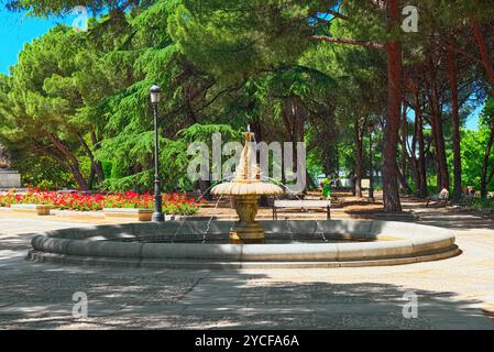 Madrid, Spanien - Juni 05,2017: Sabatini Gärten (Jardines De Sabatini) sind Teil des Royal Palace in Madrid, Spanien, und waren für die Öffentlichkeit geöffnet von Stockfoto