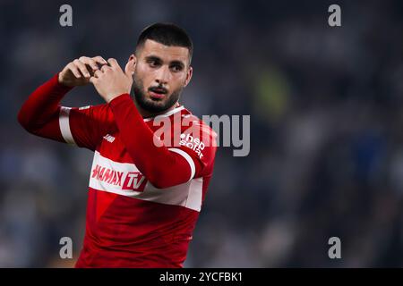 Turin, Italien. 22. Oktober 2024. Deniz Undav vom VfB Stuttgart sieht während des Fußballspiels der UEFA Champions League 2024/25 zwischen Juventus FC und VfB Stuttgart niedergeschlagen aus. Quelle: Nicolò Campo/Alamy Live News Stockfoto