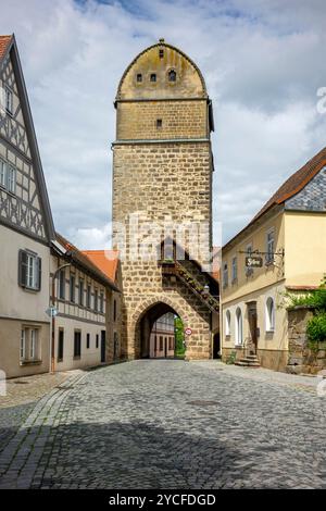 Deutschland, Bayern, die Stadt Seßlach mit ihrem außergewöhnlich gut erhaltenen mittelalterlichen Stadtbild gilt auch als das Juwel der Region Coburg Stockfoto