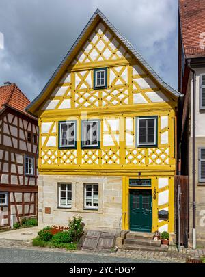 Deutschland, Bayern, die Stadt Seßlach mit ihrem außergewöhnlich gut erhaltenen mittelalterlichen Stadtbild gilt auch als das Juwel der Region Coburg Stockfoto