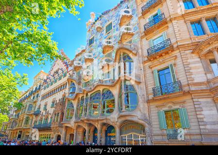 Barcelona, Spanien - 12. Juni 2017: Im Freien Gaudis Schöpfung - Haus Casa Batlo. Das Gebäude, das ist jetzt Casa Batllo wurde 1877 von Antoni gebaut Stockfoto