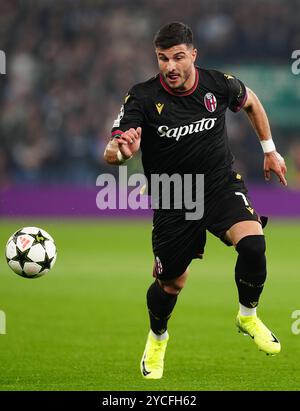 Bolognas Riccardo Orsolini während des Gruppenspiels der UEFA Champions League im Villa Park, Birmingham. Bilddatum: Dienstag, 22. Oktober 2024. Stockfoto