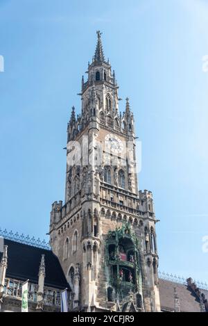 Neues Rathaus am Marienplatz, Neogotik, München, Bayern, Deutschland Stockfoto