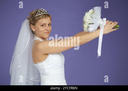 Braut Hochzeit Bouquet hält Stockfoto