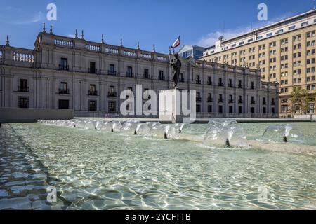 Palacio de la Moneda (chilenischer Präsidentenpalast). Santiago de Chile, Region Metropolitana, Chile. Stockfoto