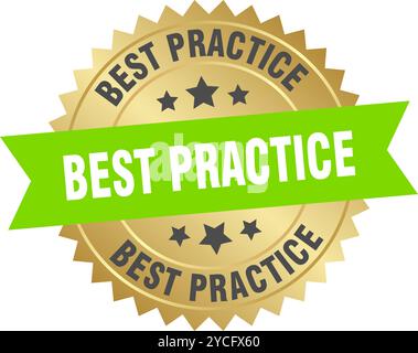 BEST Practice rundes grünes und goldenes Etikett, isoliert auf transparentem Hintergrund. BEST Practice Stock Vektor
