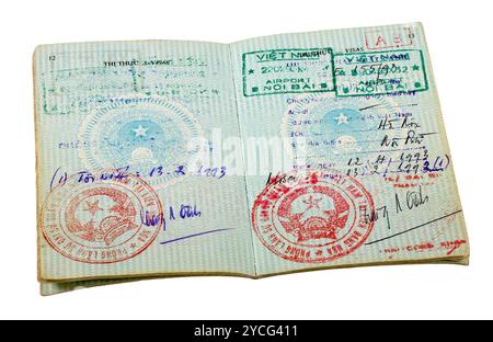 Vietnam-Pass. Seiten für Visum Mark Stockfoto