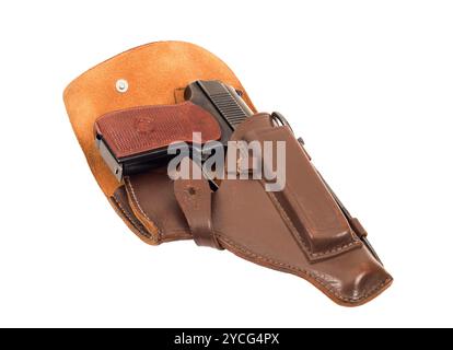 Handpistole im Holster Stockfoto