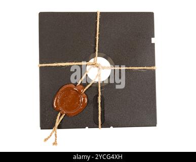 Top secret Diskette auf weißem Hintergrund Stockfoto