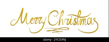 Vorlage mit goldenem Schriftzug „Merry Christmas“. Grußkarte Einladung. Typografisches Zitat im Zusammenhang mit Winterferien. Kalligraphisches Bannerdesign Vector vint Stock Vektor